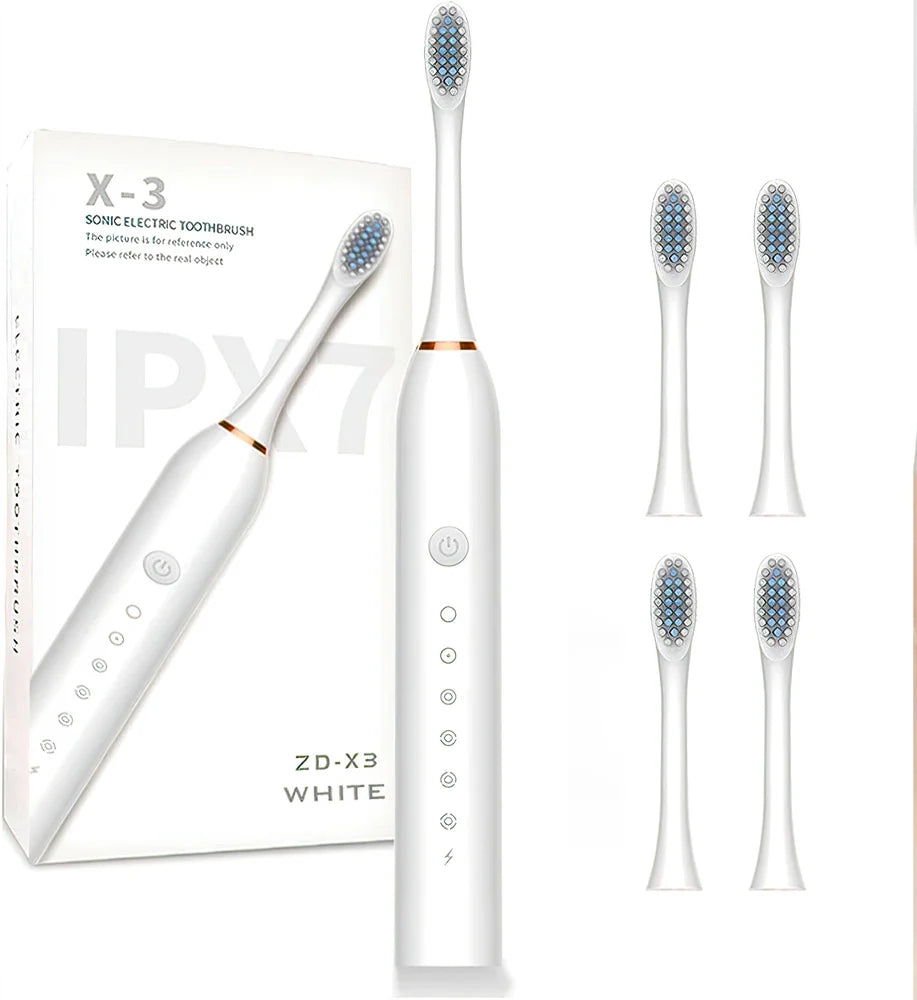 Dual Action Electric Toothbrush for Adults – Sonic + Rotation, 6 Modes, Rechargeable, IPX7 Waterproof