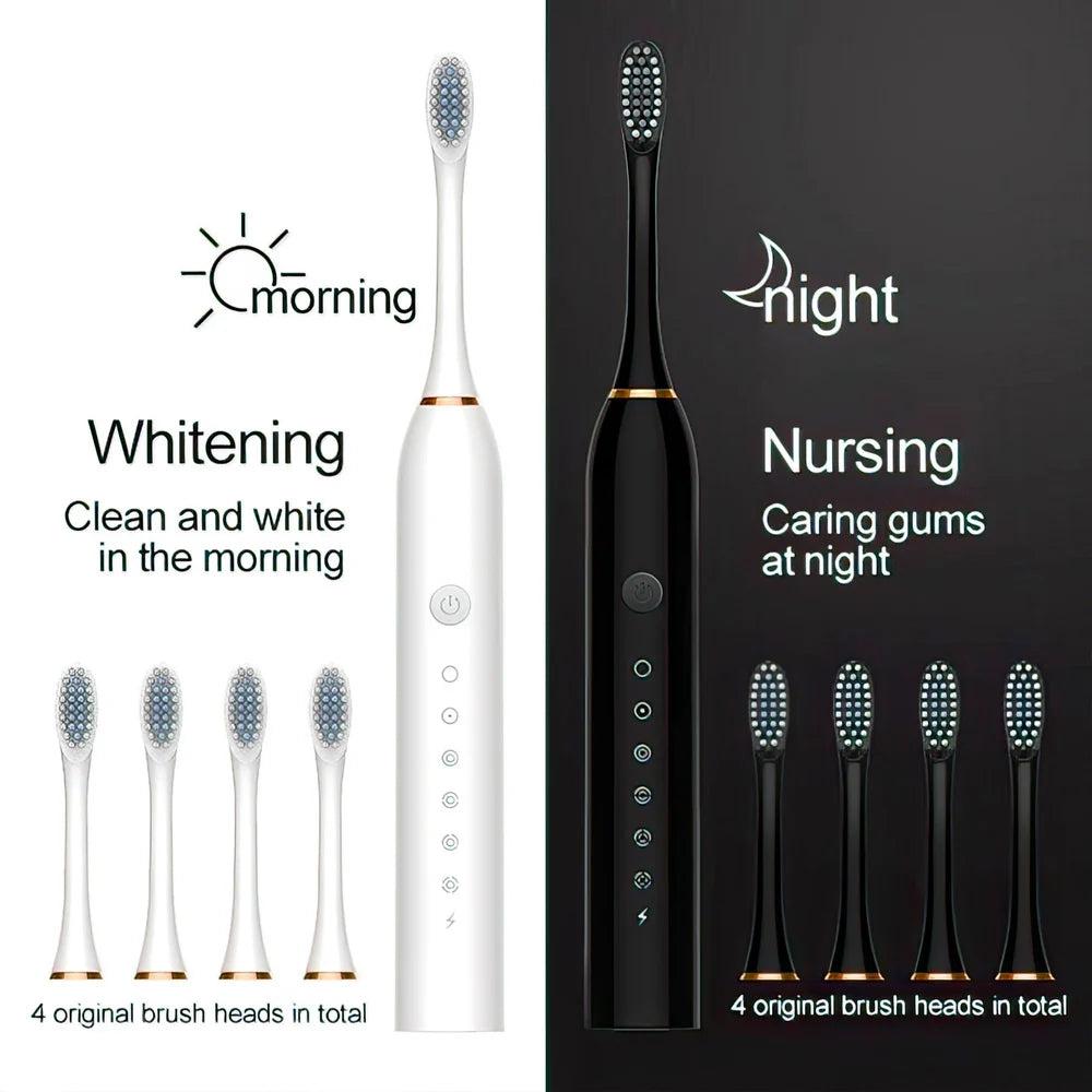 Dual Action Electric Toothbrush for Adults – Sonic + Rotation, 6 Modes, Rechargeable, IPX7 Waterproof